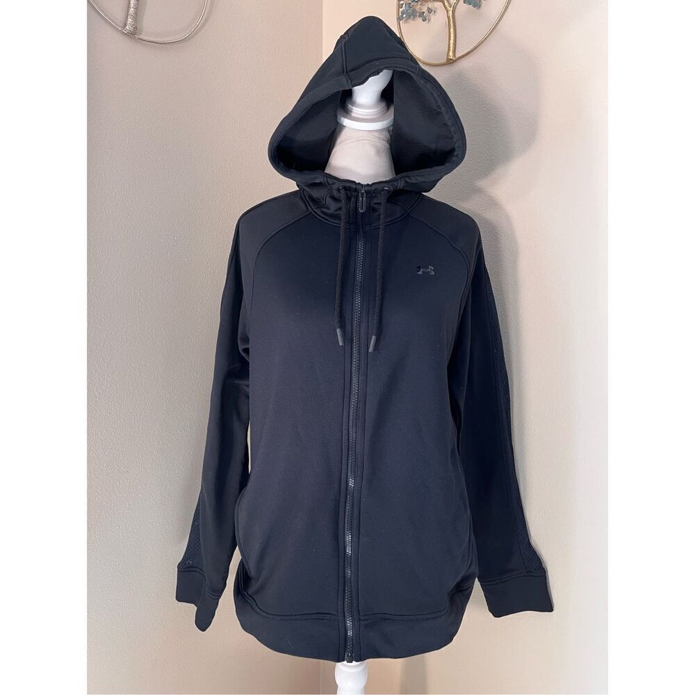Under Armour Black Tech Terry Full Zip Hoodie Jacket Women's Large